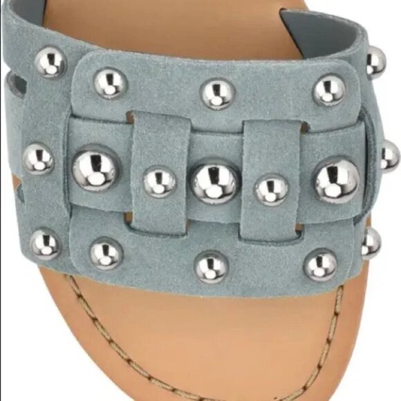 NEW Marc Fisher Pacca studded flat sandal in blue cactus suede - Picture 6 of 8